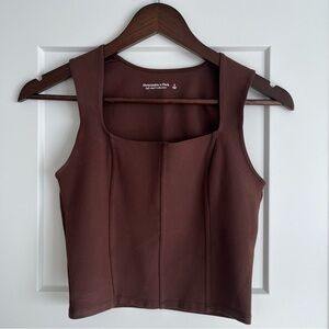 Abercrombie & Fitch Corset Square Neck Crop Tank Top - Brown, S